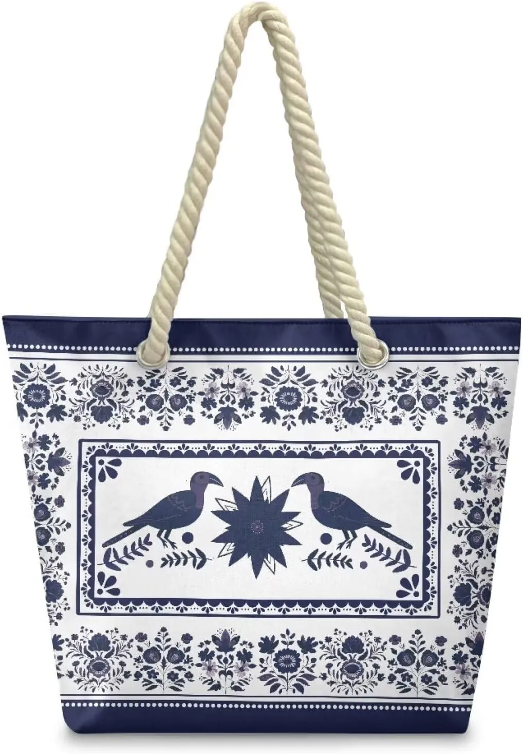 Beach Tote Bag for Women and Men with Hemp Rope Handle Large Capacity Handbag Trendy Travel Pool Summer Bags