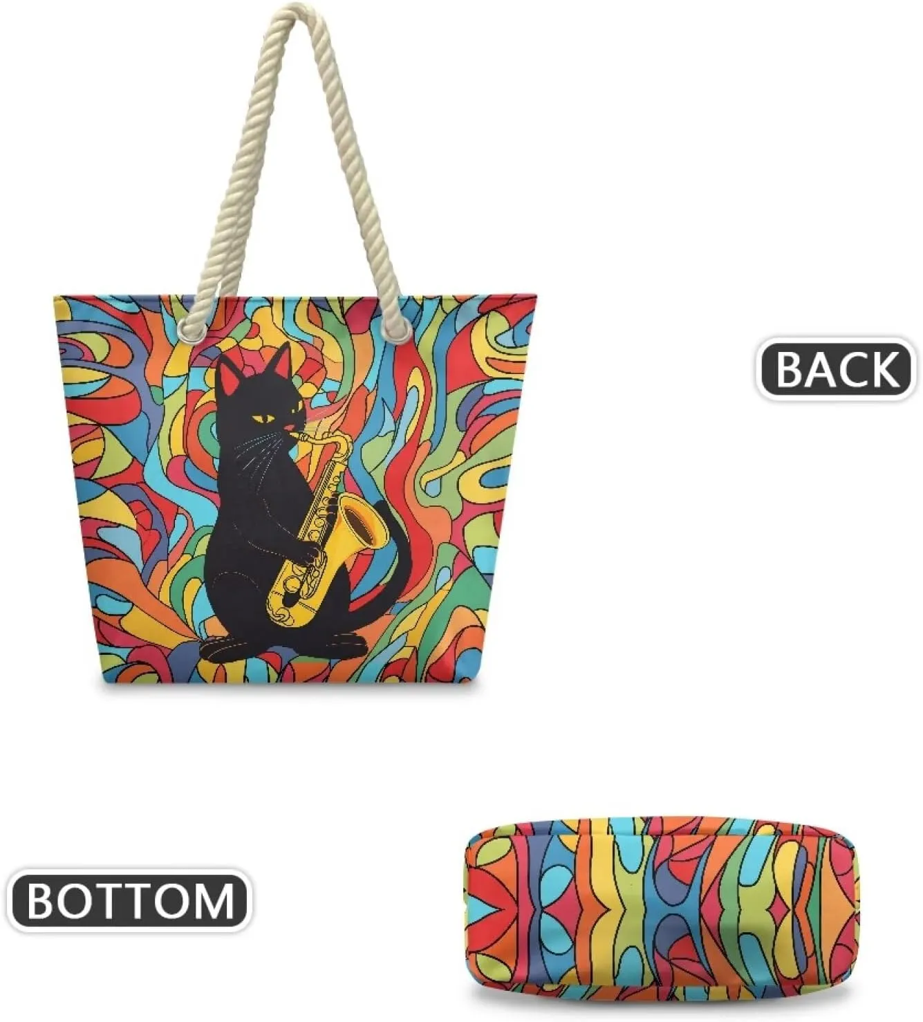 Beach Tote Bag for Women and Men with Hemp Rope Handle Large Capacity Handbag Trendy Travel Pool Summer Bags