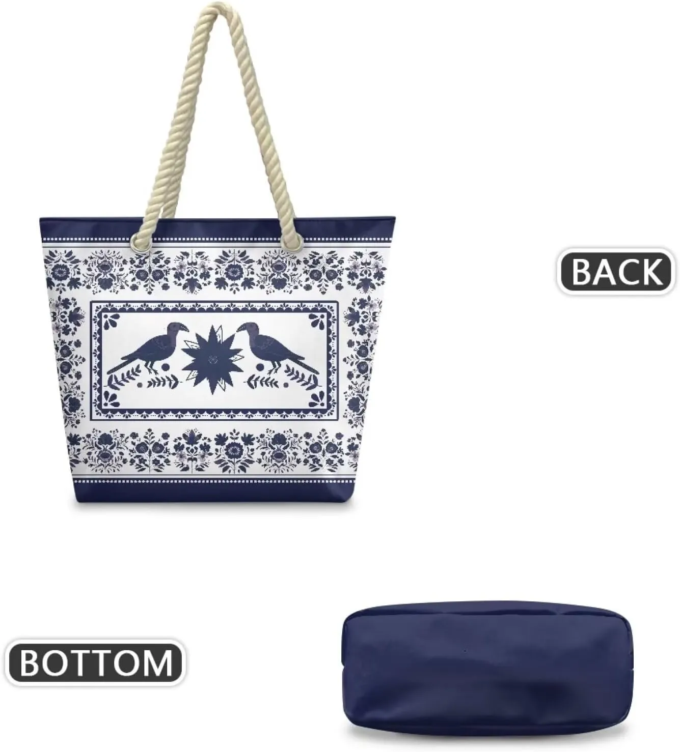 Beach Tote Bag for Women and Men with Hemp Rope Handle Large Capacity Handbag Trendy Travel Pool Summer Bags