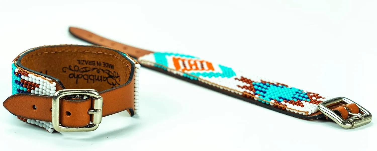Beaded Leather Bracelet for Women, Bohemian Bracelet, Native Western Cuff Bracelet, Aztec Navajo Wristband, Slovakian Glass Beads, Handmade Embroidery