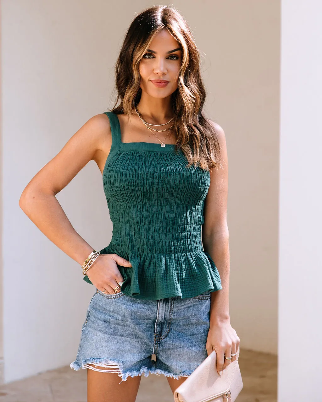 Bennet Smocked Peplum Top