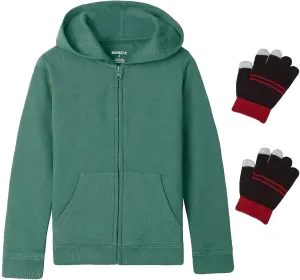 Bienzoe Girls Full Zip Hoodie: Kids Soft Fleece School Uniform Sweatshirt