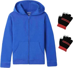 Bienzoe Girls Full Zip Hoodie: Kids Soft Fleece School Uniform Sweatshirt