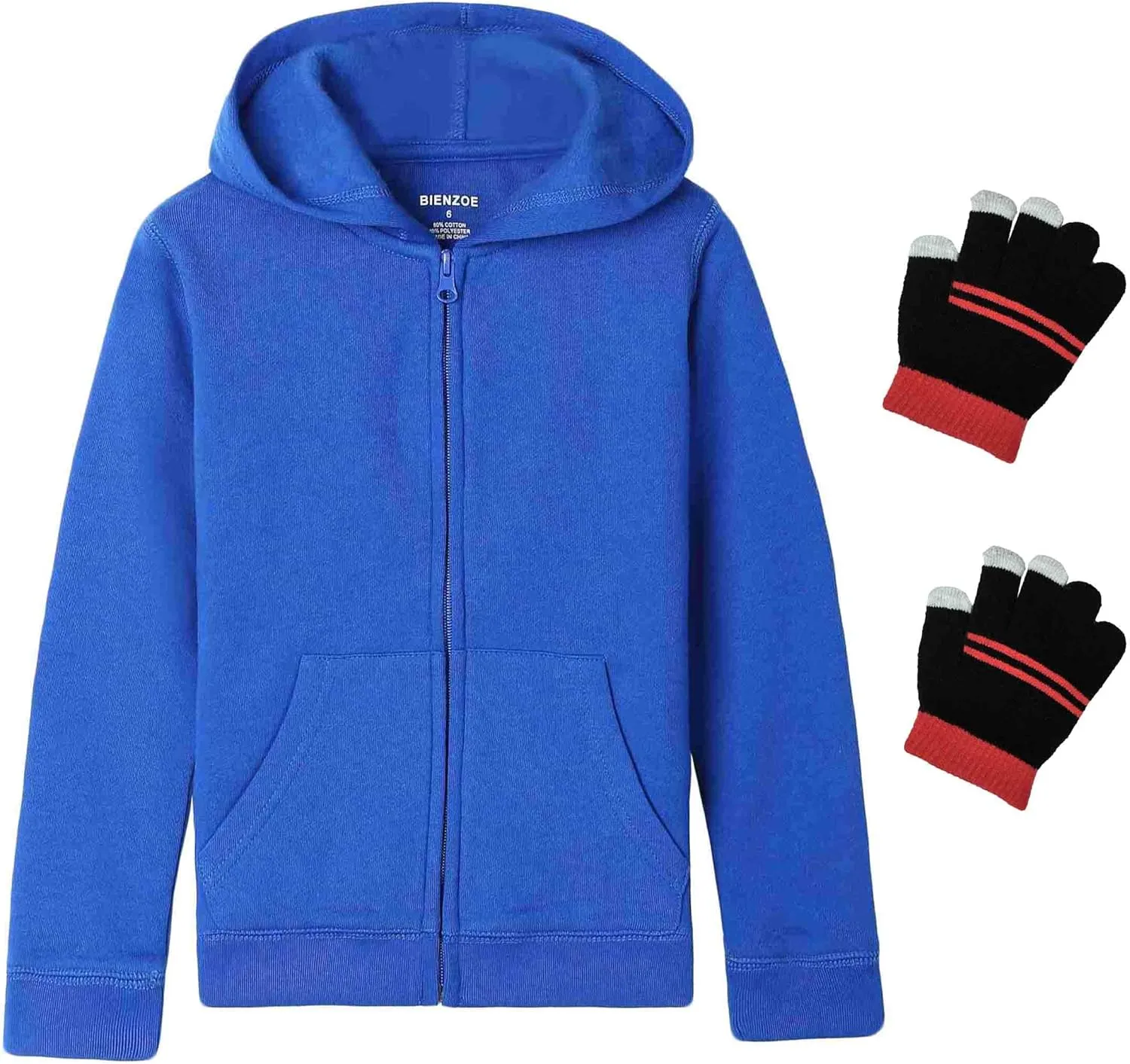 Bienzoe Girls Full Zip Hoodie: Kids Soft Fleece School Uniform Sweatshirt