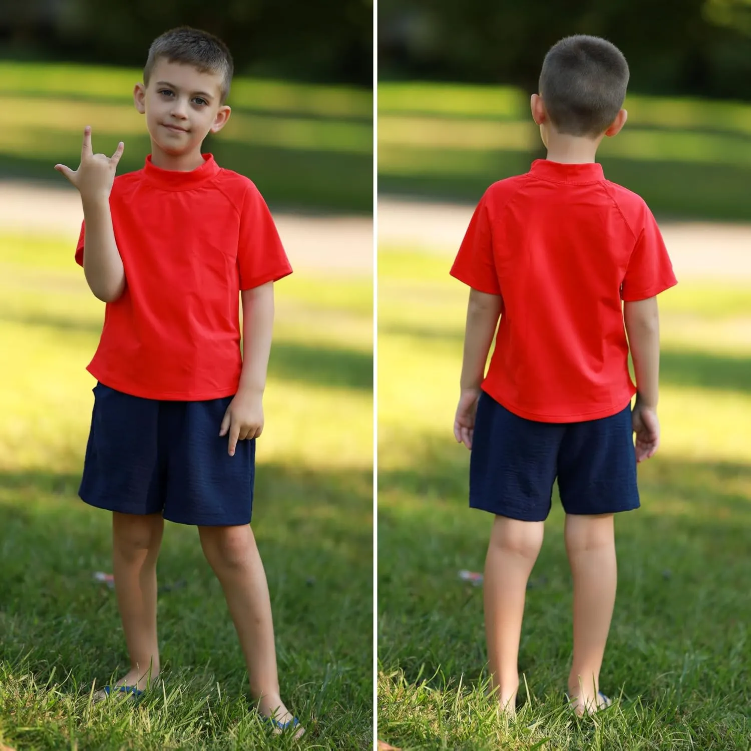 BIG ELEPHANT 3 Pack Kids Short Sleeve Rash Guard Shirt UPF 50  Protection Swimwear Quick Dry Swim Tee Youth Rashguard