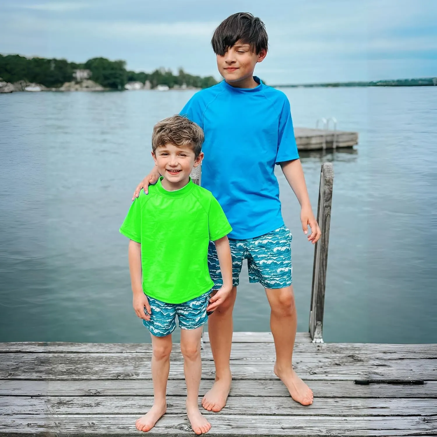 BIG ELEPHANT 3 Pack Kids Short Sleeve Rash Guard Shirt UPF 50  Protection Swimwear Quick Dry Swim Tee Youth Rashguard