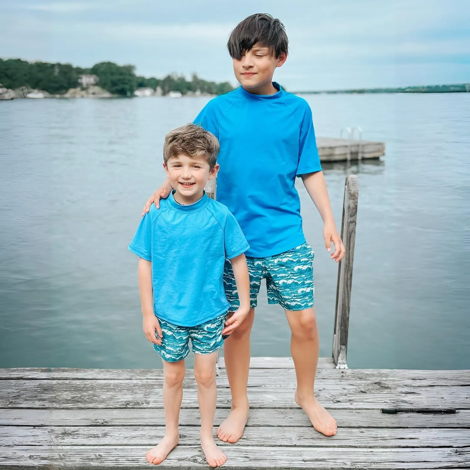 BIG ELEPHANT 3 Pack Kids Short Sleeve Rash Guard Shirt UPF 50  Protection Swimwear Quick Dry Swim Tee Youth Rashguard