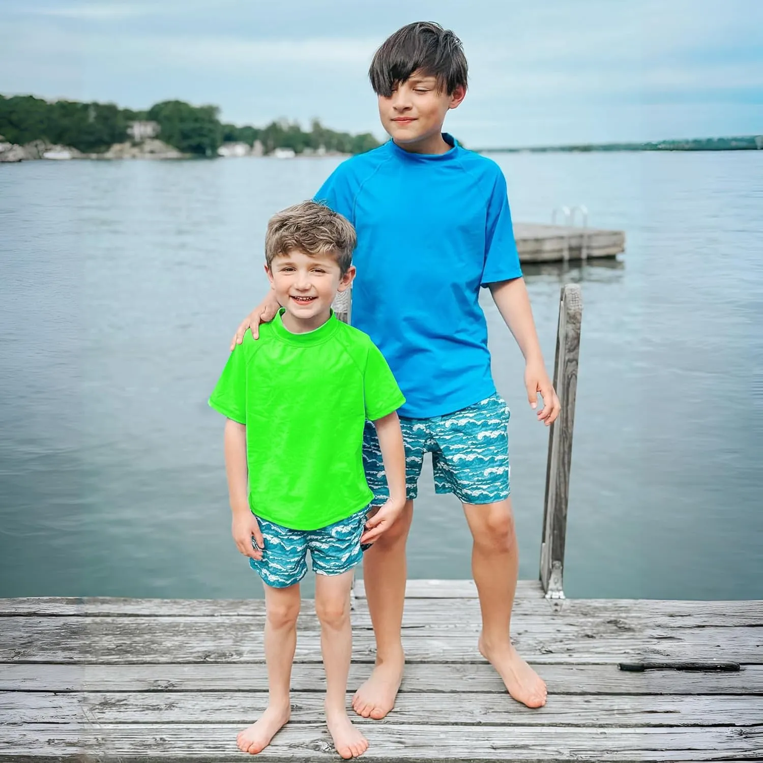 BIG ELEPHANT 3 Pack Kids Short Sleeve Rash Guard Shirt UPF 50  Protection Swimwear Quick Dry Swim Tee Youth Rashguard