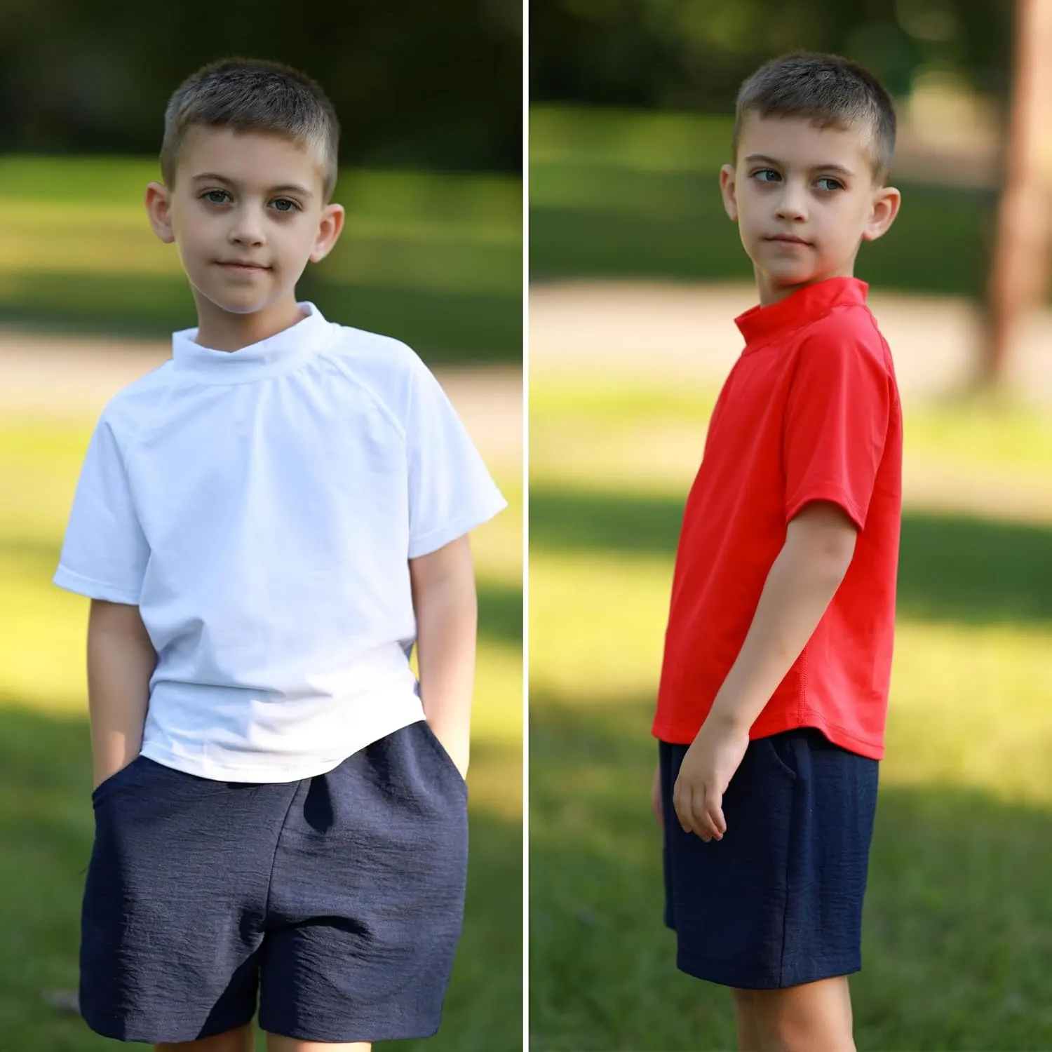 BIG ELEPHANT 3 Pack Kids Short Sleeve Rash Guard Shirt UPF 50  Protection Swimwear Quick Dry Swim Tee Youth Rashguard