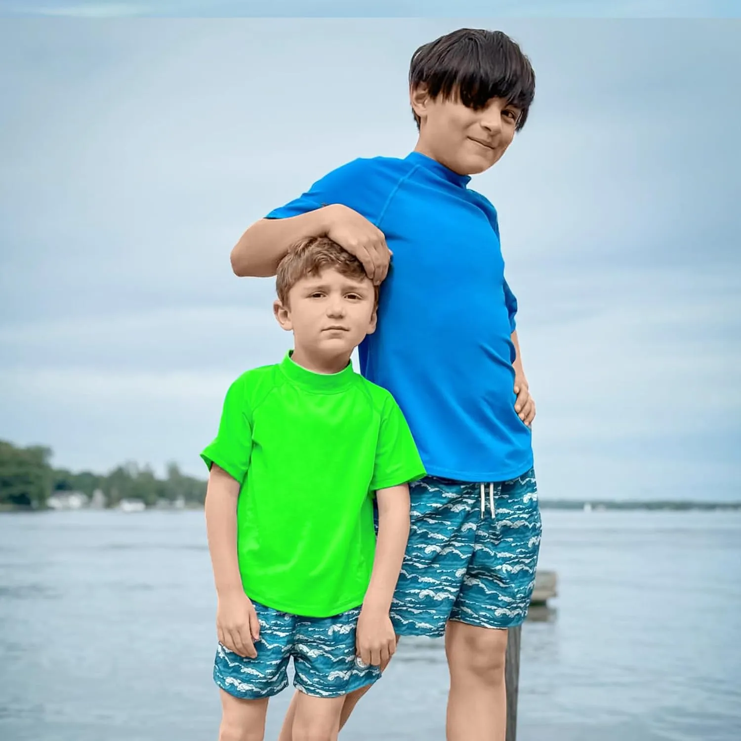 BIG ELEPHANT 3 Pack Kids Short Sleeve Rash Guard Shirt UPF 50  Protection Swimwear Quick Dry Swim Tee Youth Rashguard