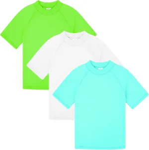 BIG ELEPHANT 3 Pack Kids Short Sleeve Rash Guard Shirt UPF 50  Protection Swimwear Quick Dry Swim Tee Youth Rashguard