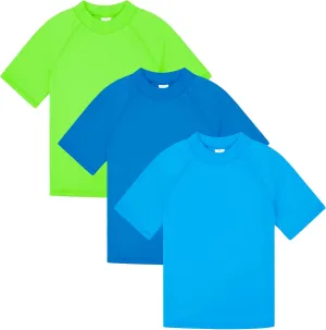 BIG ELEPHANT 3 Pack Kids Short Sleeve Rash Guard Shirt UPF 50  Protection Swimwear Quick Dry Swim Tee Youth Rashguard