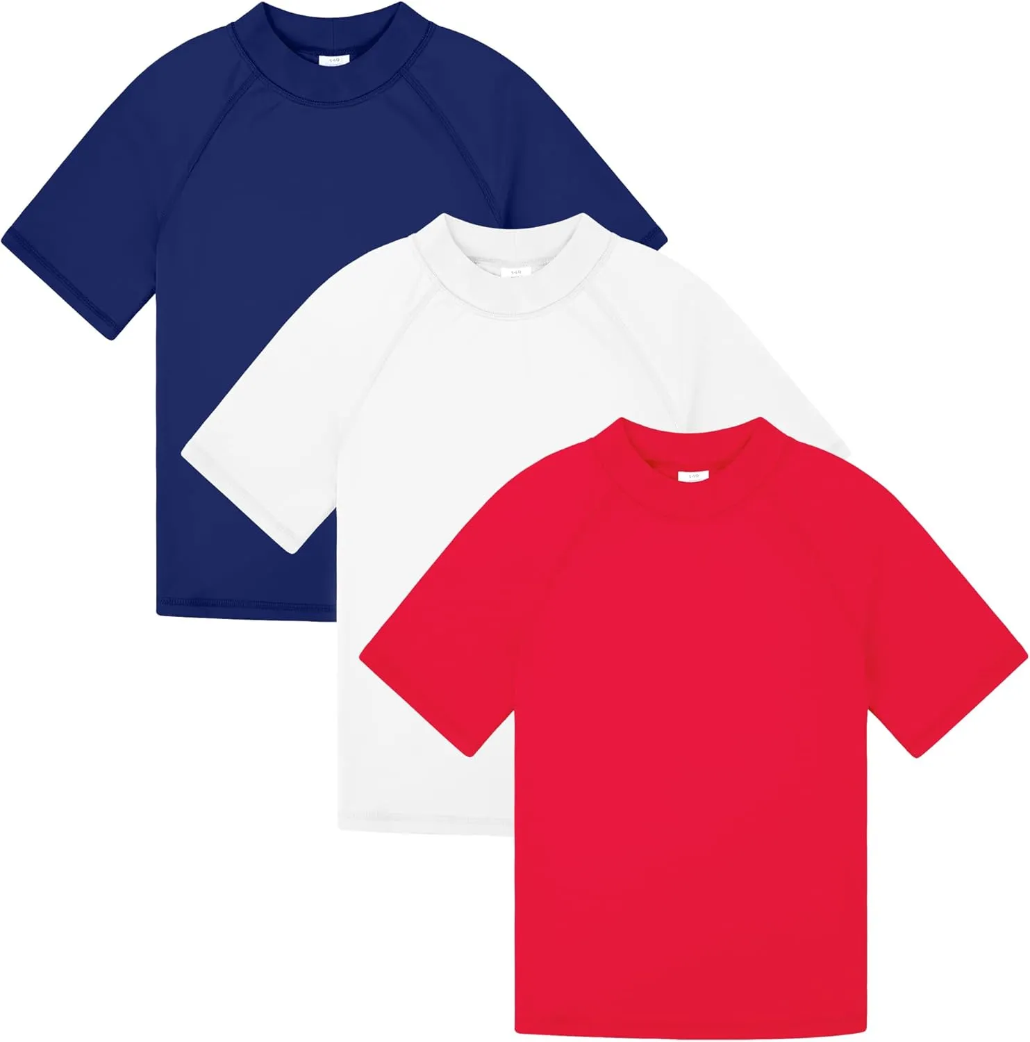 BIG ELEPHANT 3 Pack Kids Short Sleeve Rash Guard Shirt UPF 50  Protection Swimwear Quick Dry Swim Tee Youth Rashguard