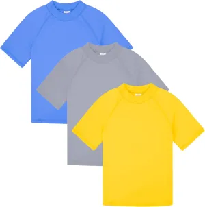 BIG ELEPHANT 3 Pack Kids Short Sleeve Rash Guard Shirt UPF 50  Protection Swimwear Quick Dry Swim Tee Youth Rashguard