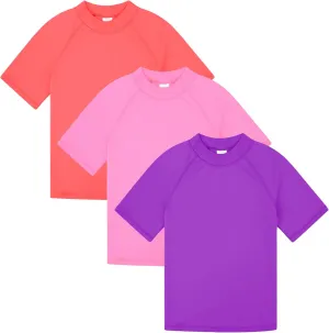 BIG ELEPHANT 3 Pack Kids Short Sleeve Rash Guard Shirt UPF 50  Protection Swimwear Quick Dry Swim Tee Youth Rashguard