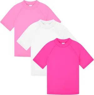 BIG ELEPHANT 3 Pack Kids Short Sleeve Rash Guard Shirt UPF 50  Protection Swimwear Quick Dry Swim Tee Youth Rashguard