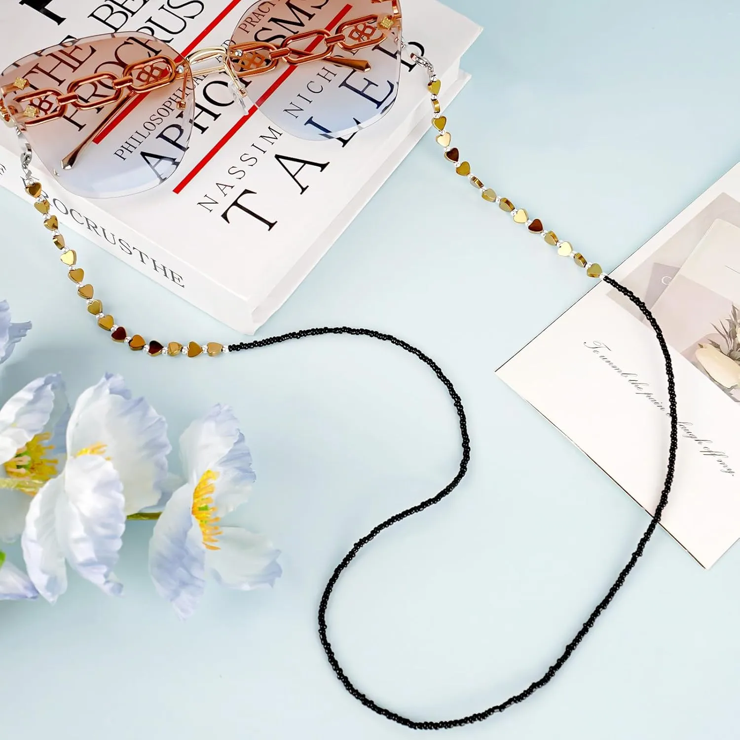 BILIONE Beaded Eyeglass Chains for Women and Men, Acrylic Eye Glasses Strap Around Neck, Sunglass Holder Hanger Lanyard