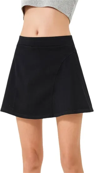 BloomySkorts Jean Skorts, Womens Denim Mini Trendy High Waisted Jean Skirts, Soft High Elastic A-Line Skirt Anti Exposure