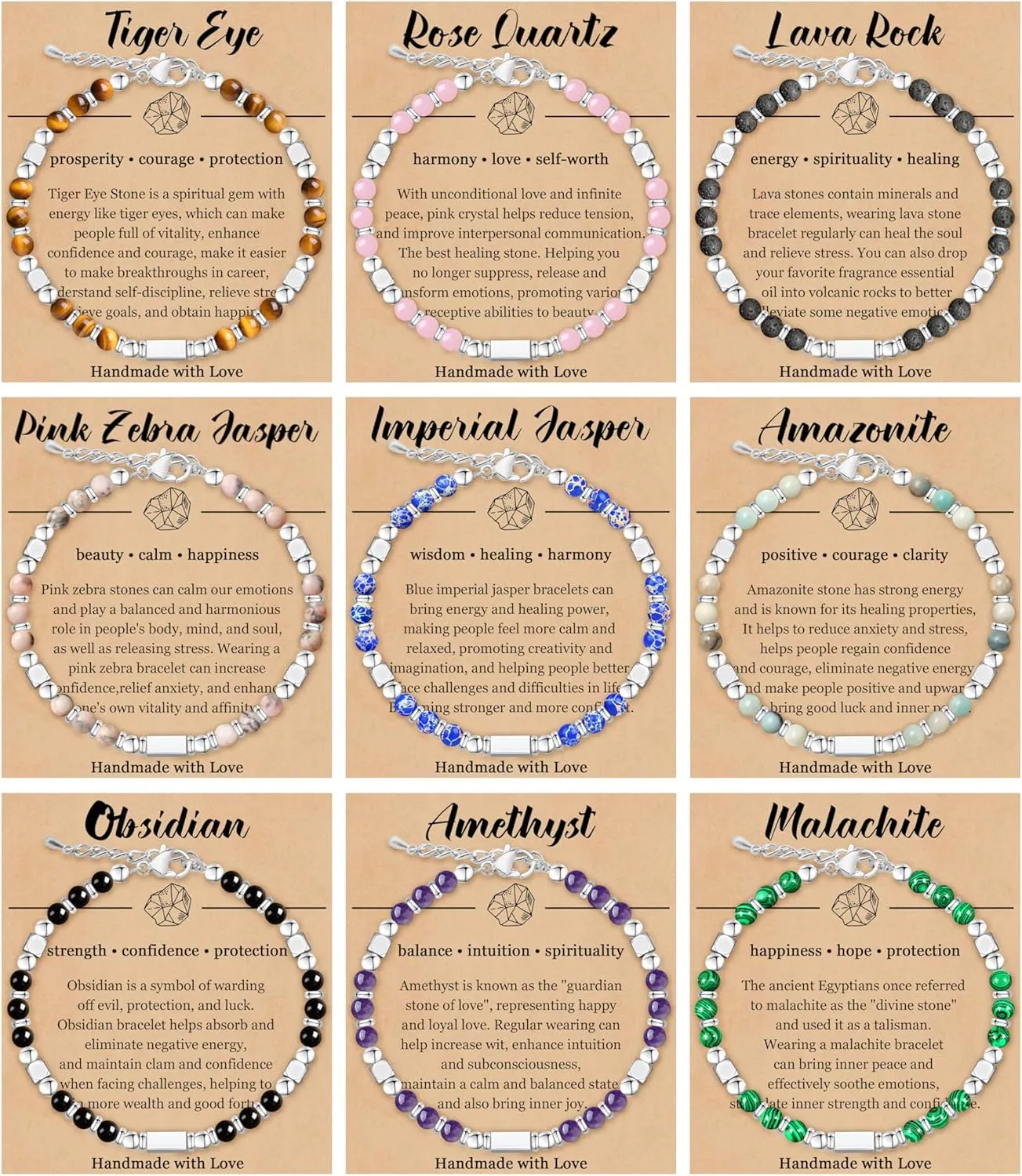 BOMAIL 9PCS Tiny Gemstone Beaded Bracelets - Dainty Cross Bracelet Stone Beaded Chain Bracelets for Women Unique Easter Christmas Valentines Birthday Jewelry for Her Friend Mom Wife