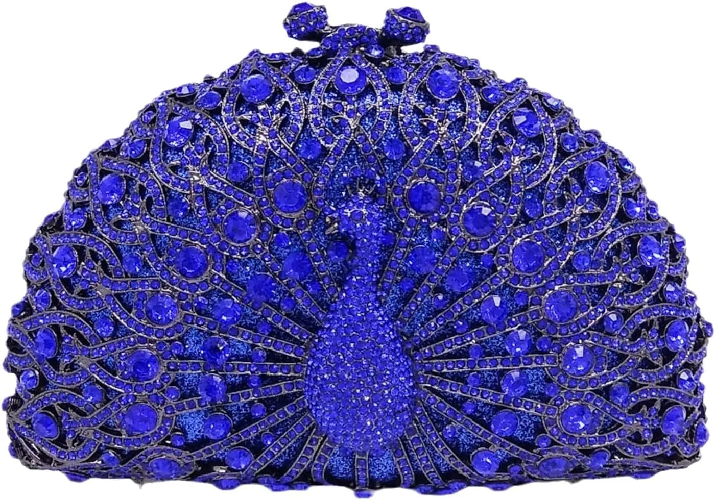 Boutique De FGG Peacock Clutch Bag Women Crystal Evening Handbags Bridal Wedding Rhinestone Clutch Purse Party Prom Bag,Mini,Blue