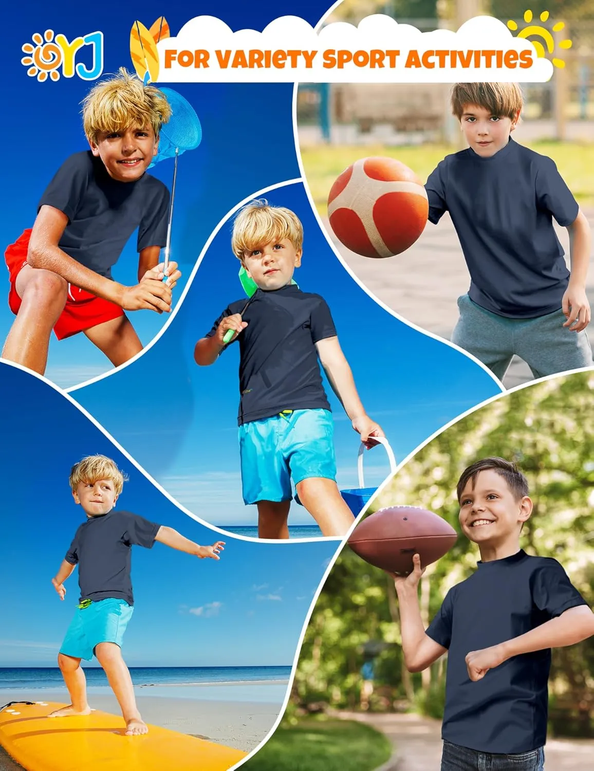 Boys Rash Guard Short Sleeve Swim Shirt UPF  50 Rashguard for Toddler Teens Water Sun Shirts Swim Wear Quick Dry