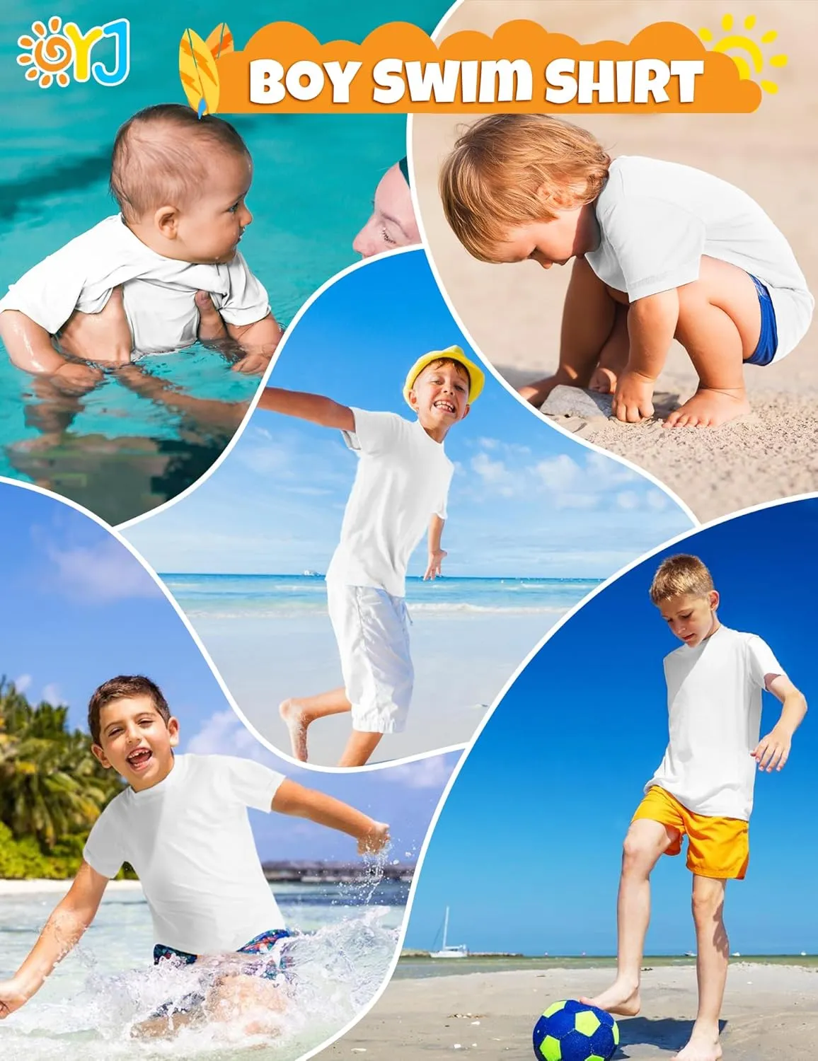 Boys Rash Guard Short Sleeve Swim Shirt UPF  50 Rashguard for Toddler Teens Water Sun Shirts Swim Wear Quick Dry