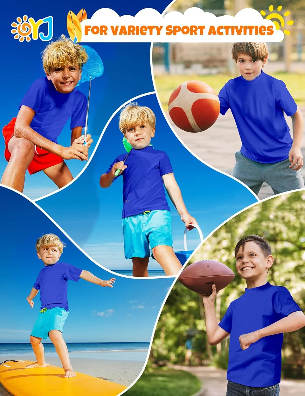 Boys Rash Guard Short Sleeve Swim Shirt UPF  50 Rashguard for Toddler Teens Water Sun Shirts Swim Wear Quick Dry