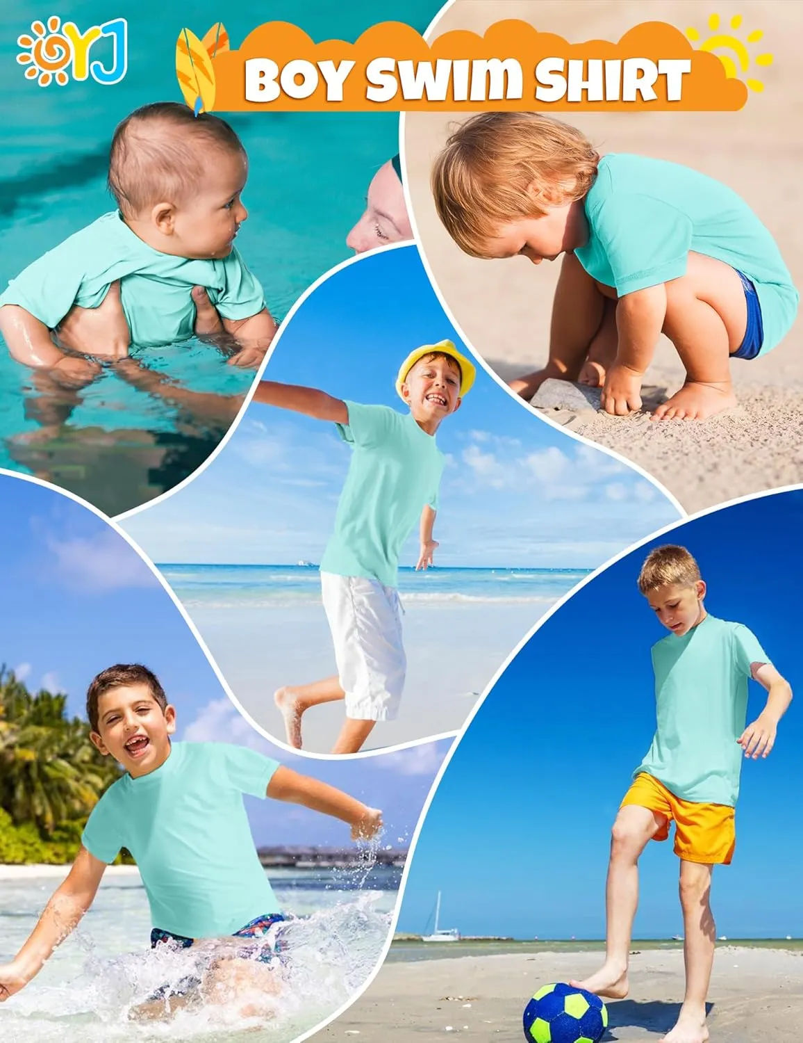Boys Rash Guard Short Sleeve Swim Shirt UPF  50 Rashguard for Toddler Teens Water Sun Shirts Swim Wear Quick Dry