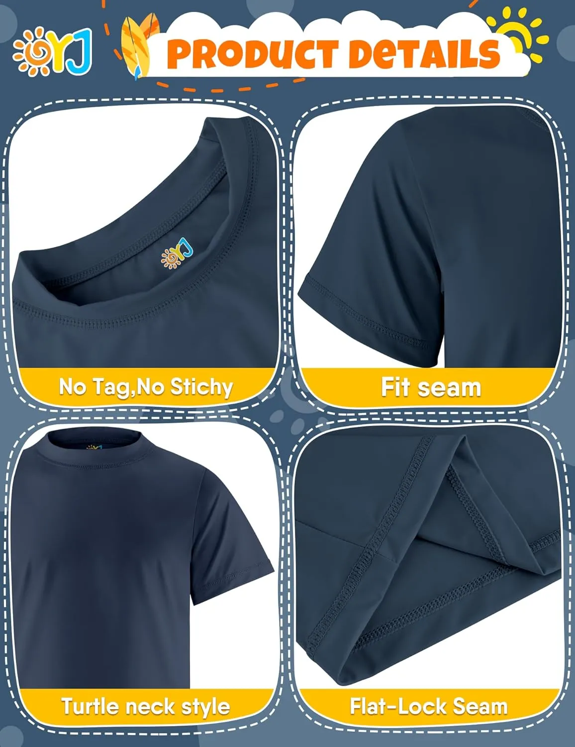 Boys Rash Guard Short Sleeve Swim Shirt UPF  50 Rashguard for Toddler Teens Water Sun Shirts Swim Wear Quick Dry