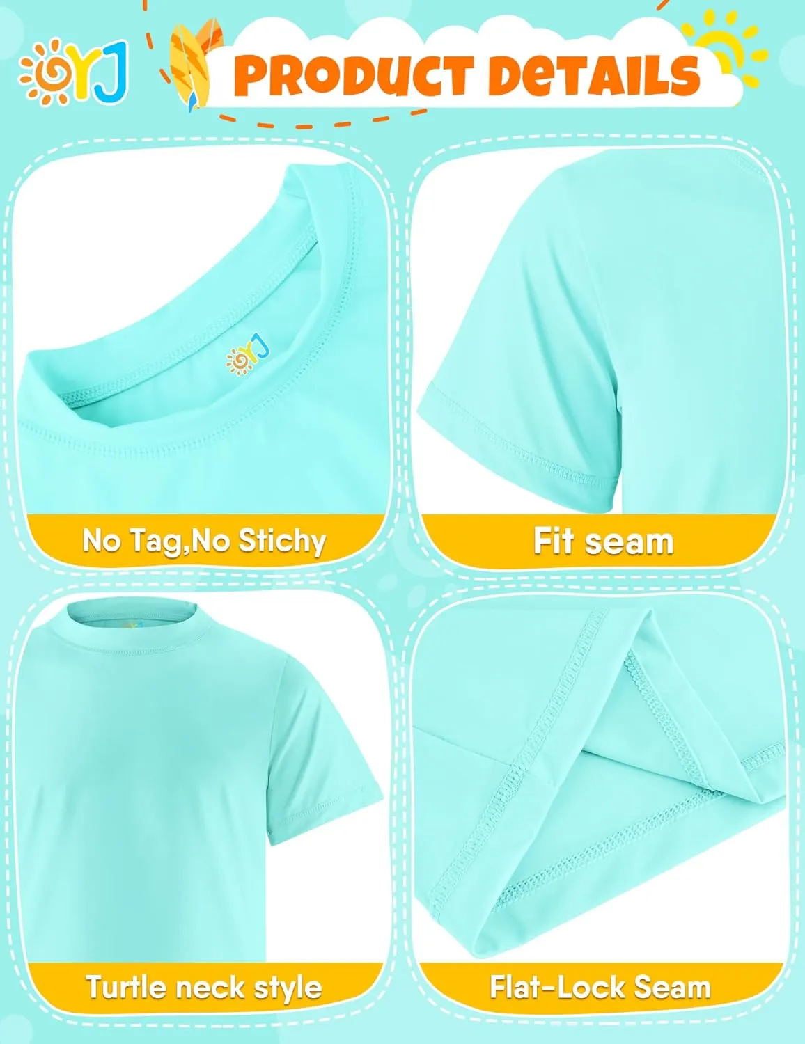 Boys Rash Guard Short Sleeve Swim Shirt UPF  50 Rashguard for Toddler Teens Water Sun Shirts Swim Wear Quick Dry