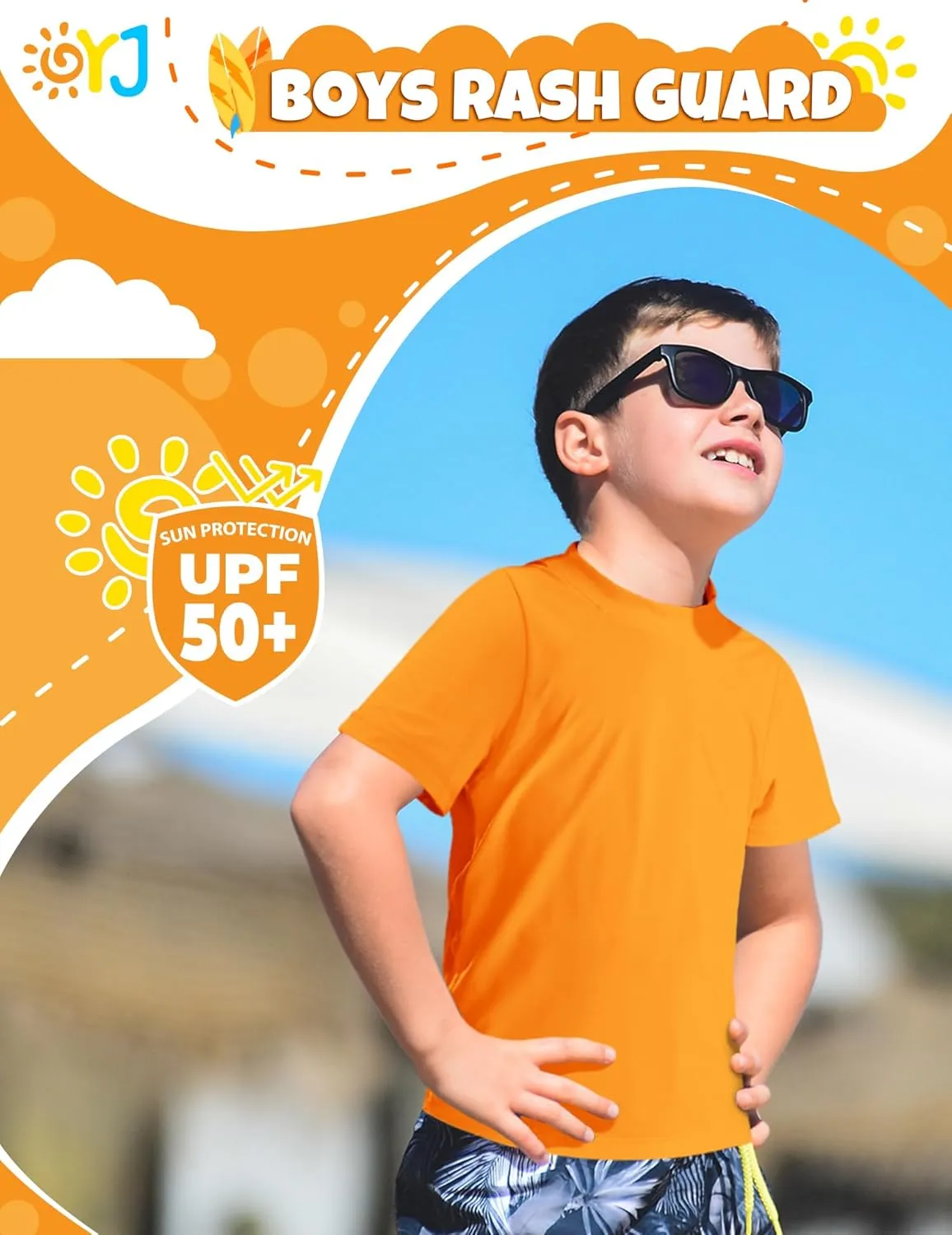 Boys Rash Guard Short Sleeve Swim Shirt UPF  50 Rashguard for Toddler Teens Water Sun Shirts Swim Wear Quick Dry