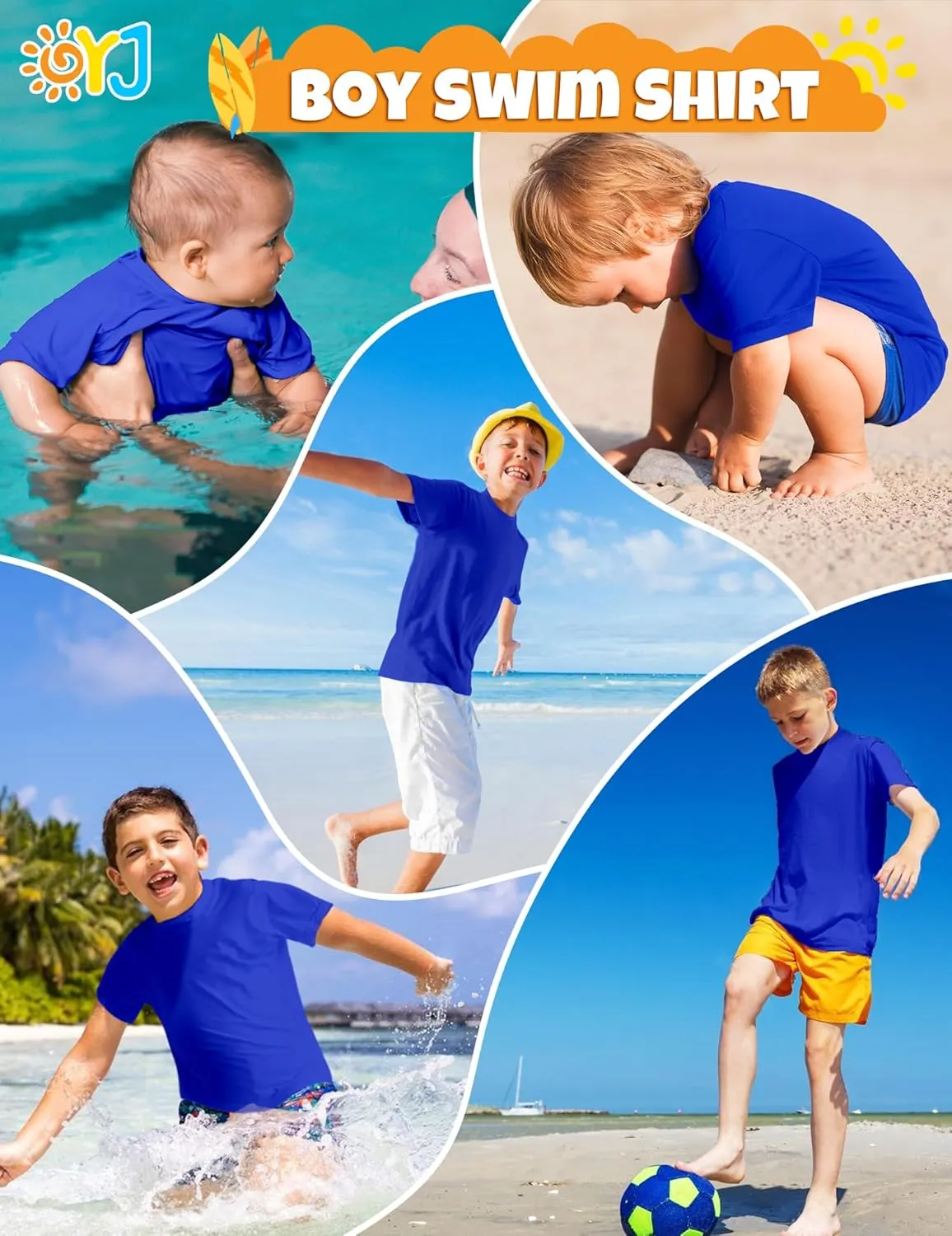 Boys Rash Guard Short Sleeve Swim Shirt UPF  50 Rashguard for Toddler Teens Water Sun Shirts Swim Wear Quick Dry