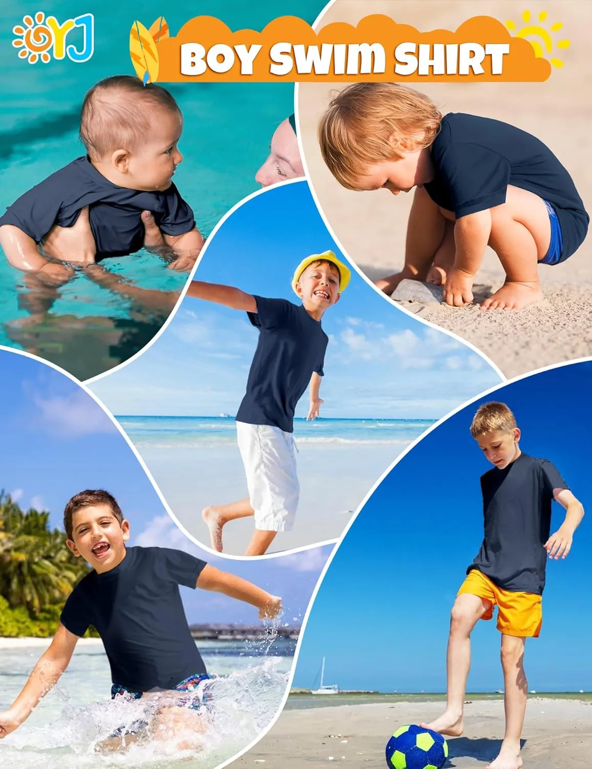 Boys Rash Guard Short Sleeve Swim Shirt UPF  50 Rashguard for Toddler Teens Water Sun Shirts Swim Wear Quick Dry