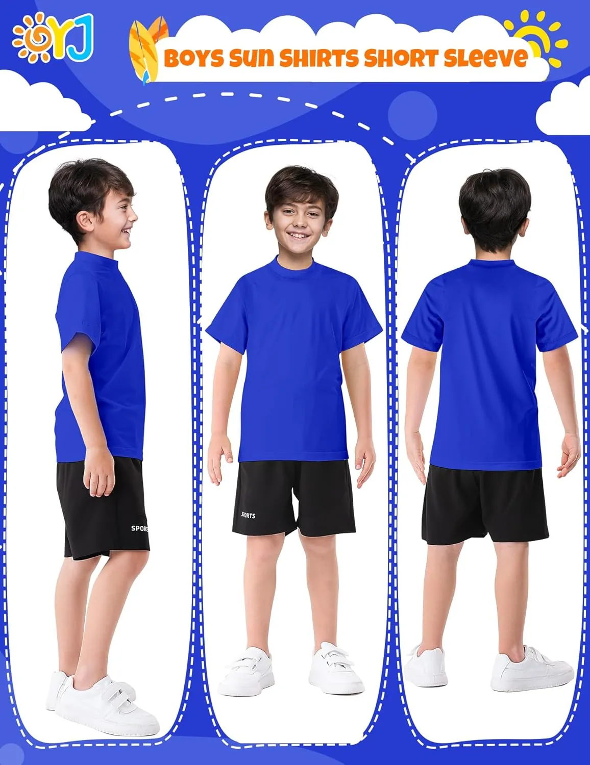 Boys Rash Guard Short Sleeve Swim Shirt UPF  50 Rashguard for Toddler Teens Water Sun Shirts Swim Wear Quick Dry
