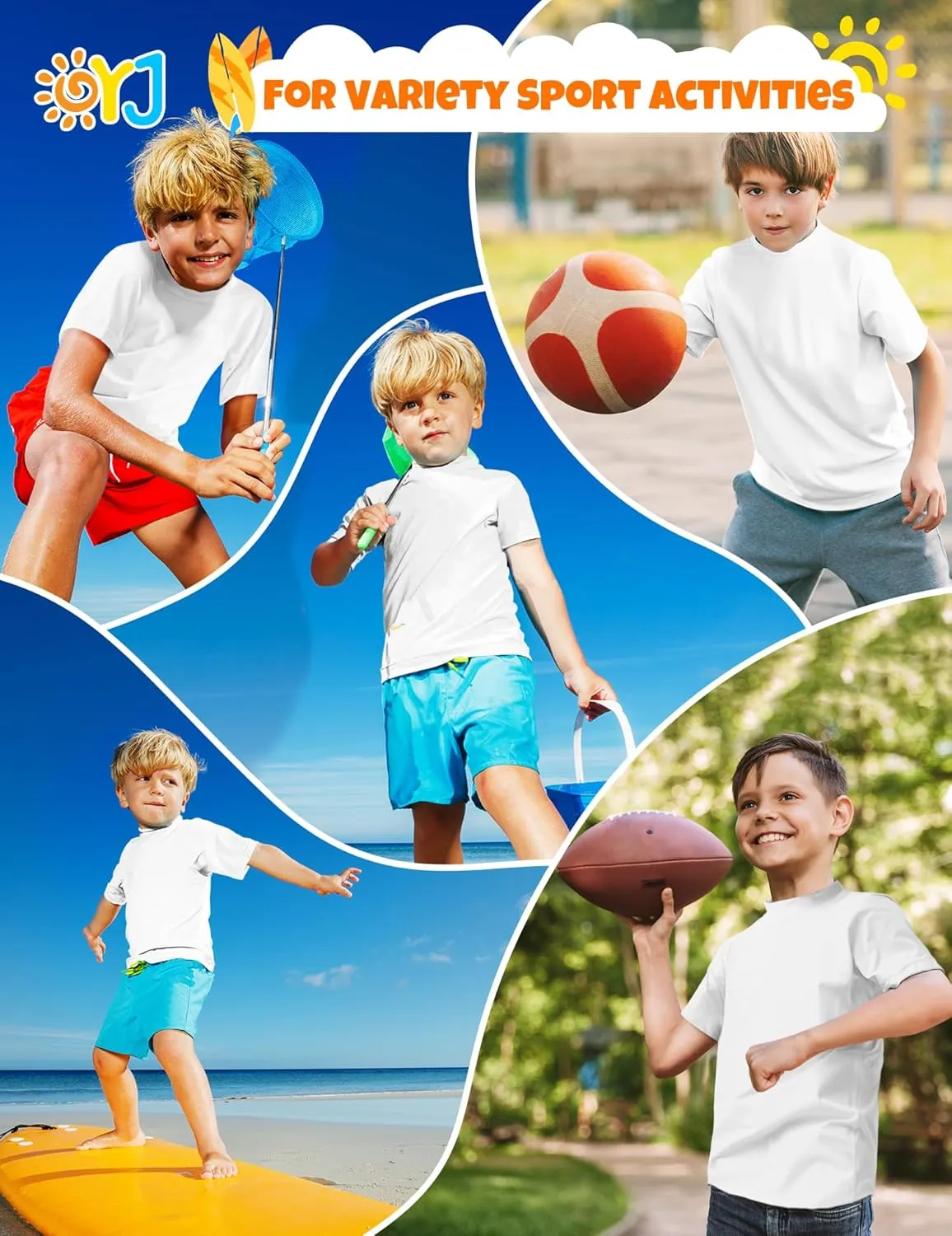 Boys Rash Guard Short Sleeve Swim Shirt UPF  50 Rashguard for Toddler Teens Water Sun Shirts Swim Wear Quick Dry