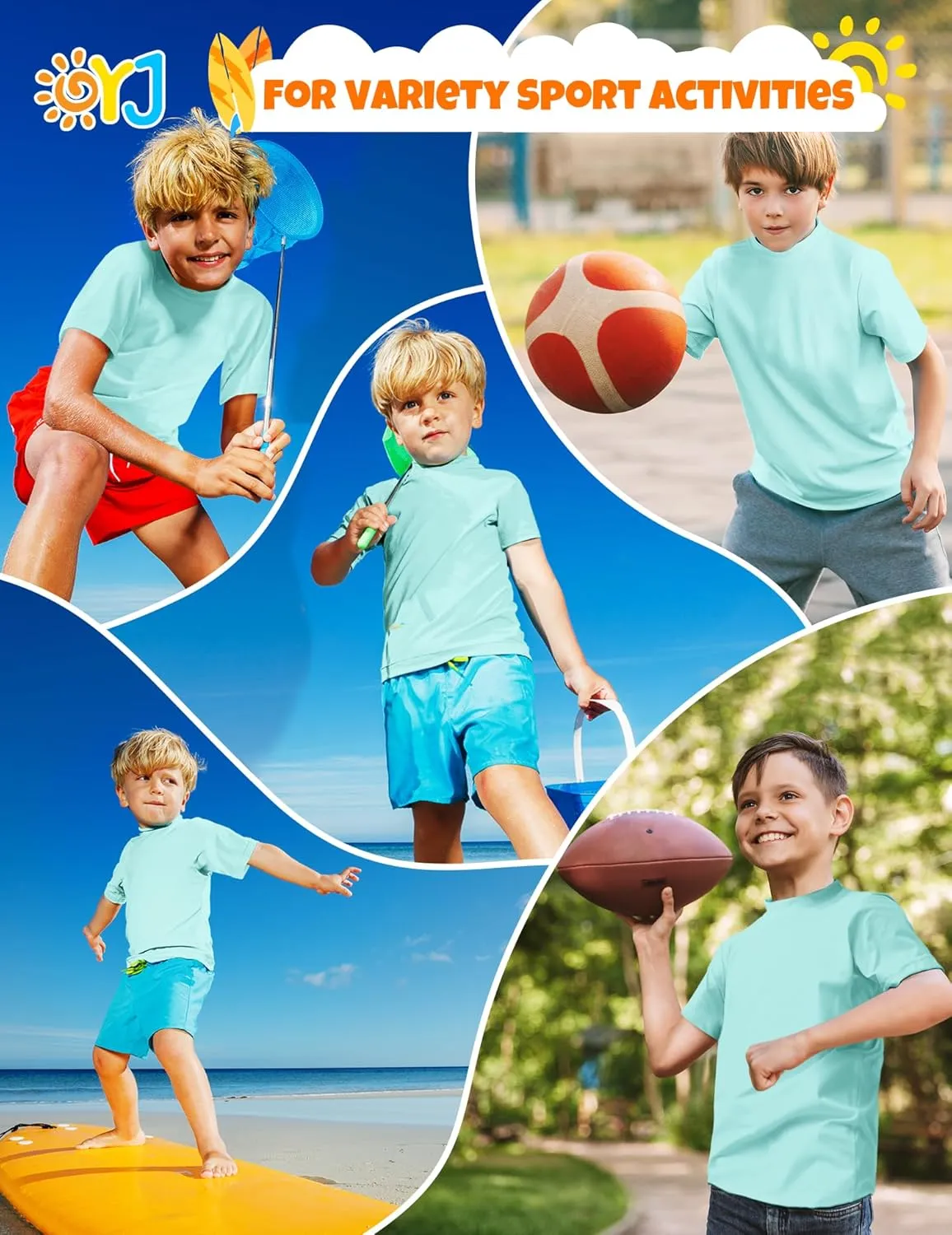 Boys Rash Guard Short Sleeve Swim Shirt UPF  50 Rashguard for Toddler Teens Water Sun Shirts Swim Wear Quick Dry