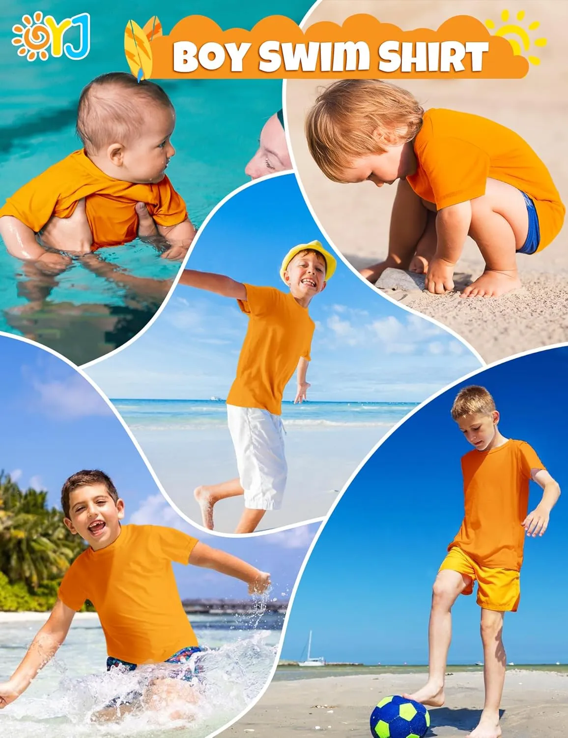Boys Rash Guard Short Sleeve Swim Shirt UPF  50 Rashguard for Toddler Teens Water Sun Shirts Swim Wear Quick Dry