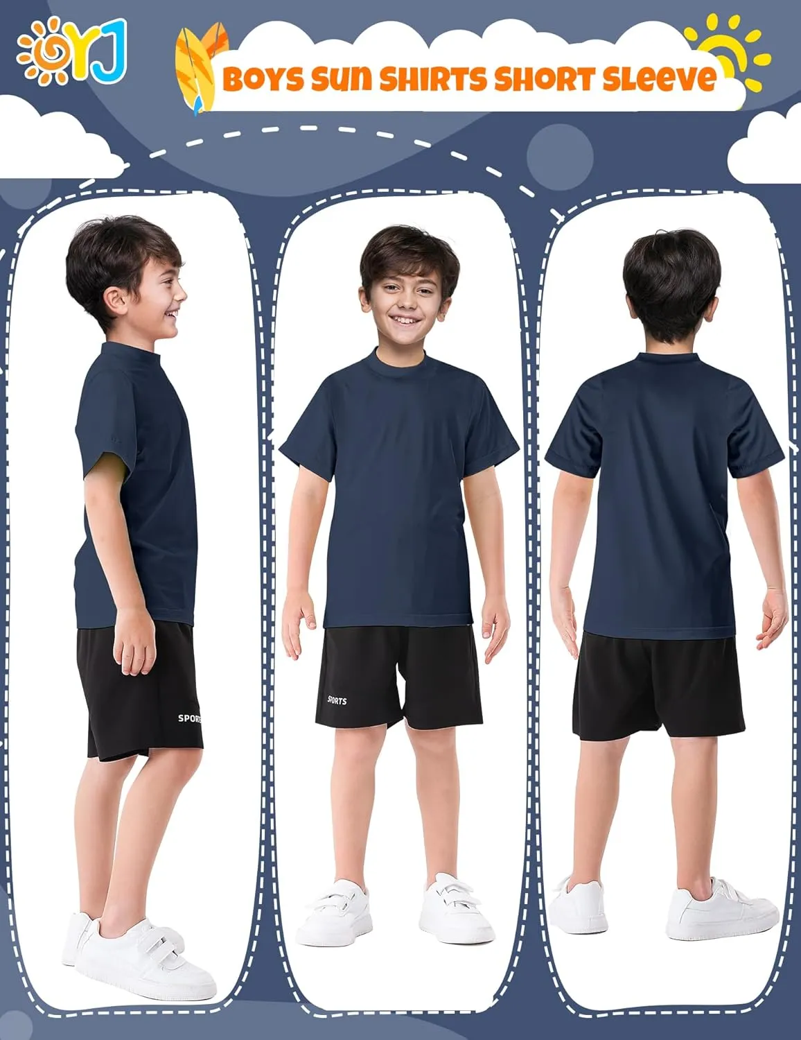 Boys Rash Guard Short Sleeve Swim Shirt UPF  50 Rashguard for Toddler Teens Water Sun Shirts Swim Wear Quick Dry