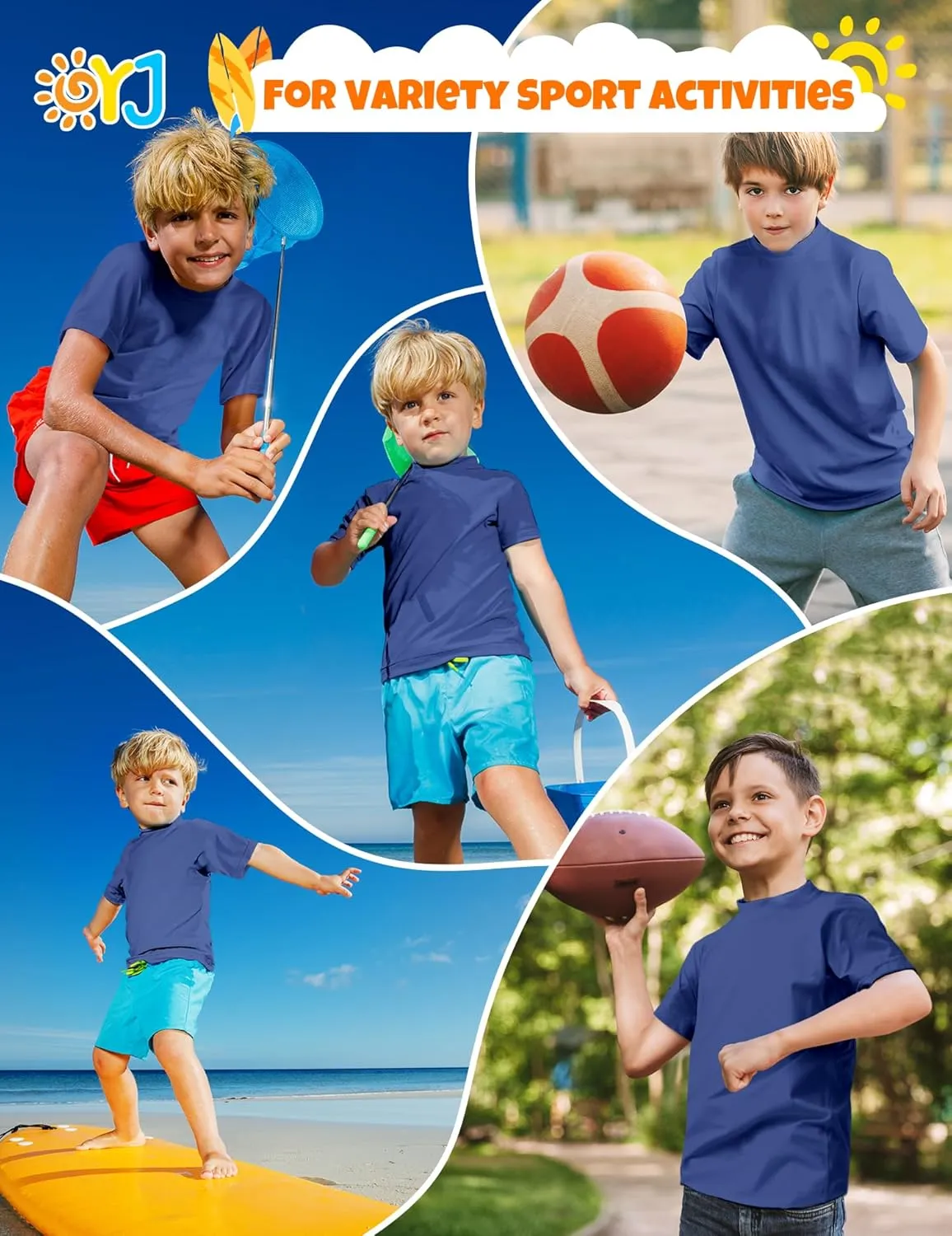 Boys Rash Guard Short Sleeve Swim Shirt UPF  50 Rashguard for Toddler Teens Water Sun Shirts Swim Wear Quick Dry