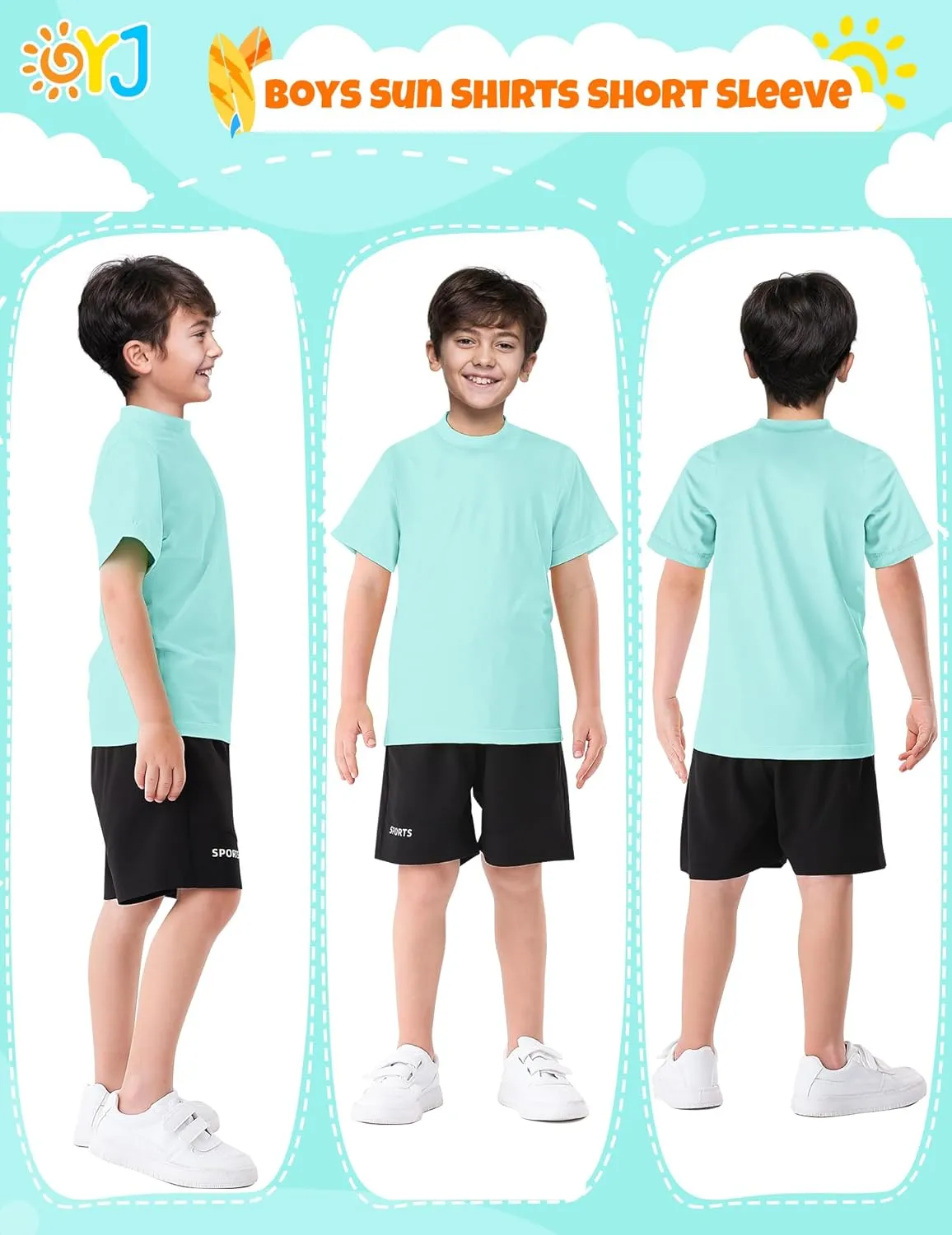 Boys Rash Guard Short Sleeve Swim Shirt UPF  50 Rashguard for Toddler Teens Water Sun Shirts Swim Wear Quick Dry