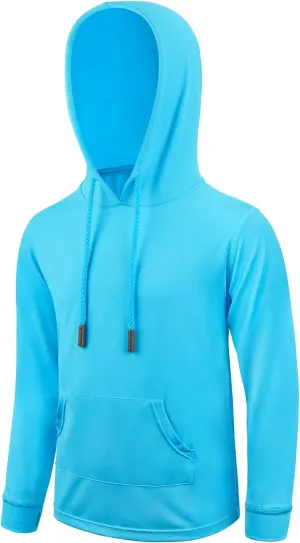 Boys Rash Guard UPF 50  Swim Shirts Sun Protection Long Sleeve Hoodie Kids Fishing Beach Watersport Shirt with Pocket