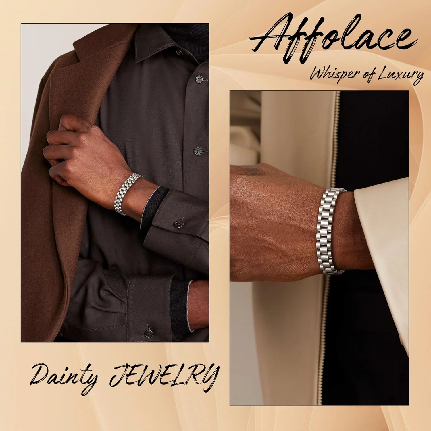 Bracelet for Men, Dainty Sterling Silver/14K Gold Plated Bracelet Non Tanish Christian Men's Bracelet Hand Chain Bracelet Chain Link Bracelet Simple Watch Band Design Dad Gifts