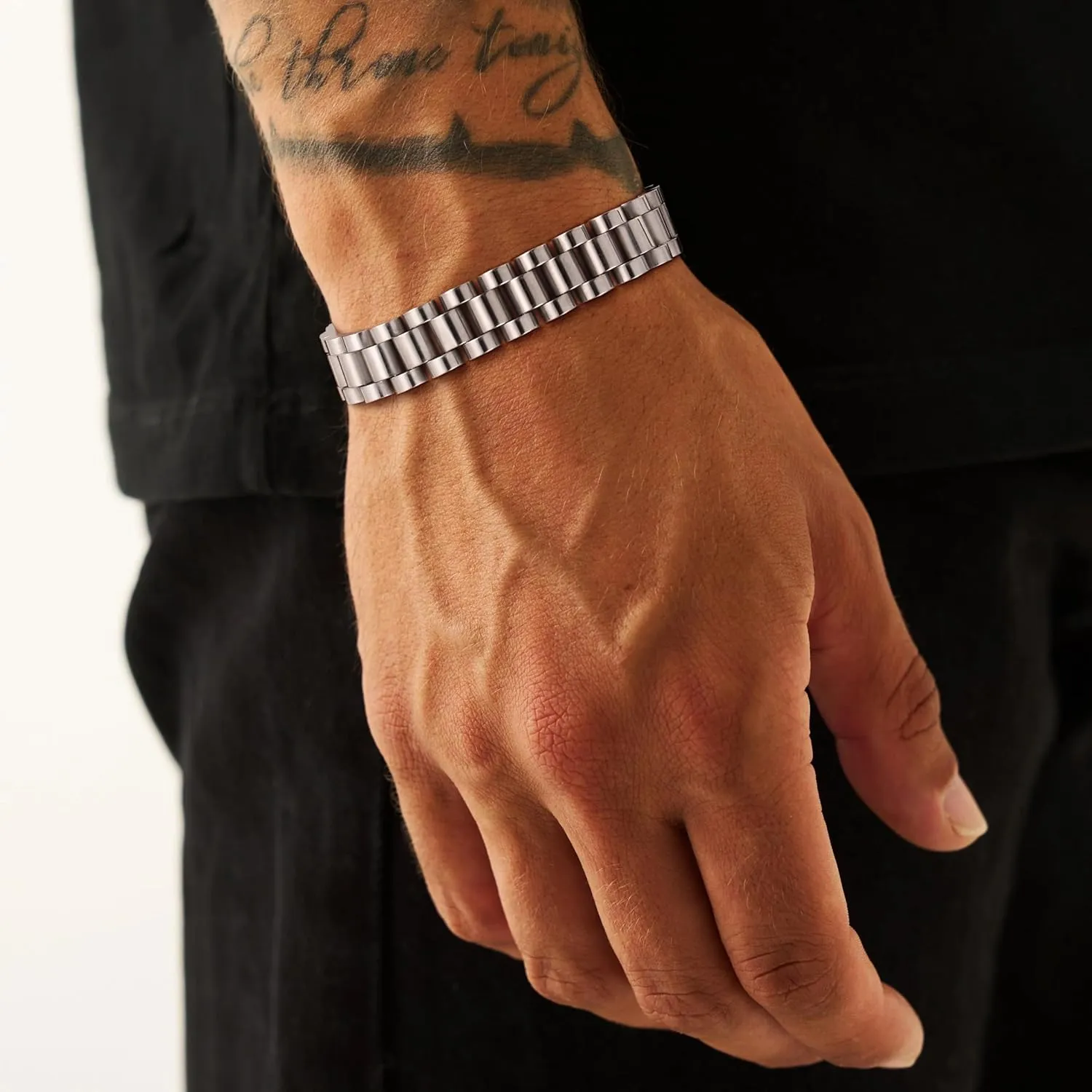 Bracelet for Men, Dainty Sterling Silver/14K Gold Plated Bracelet Non Tanish Christian Men's Bracelet Hand Chain Bracelet Chain Link Bracelet Simple Watch Band Design Dad Gifts