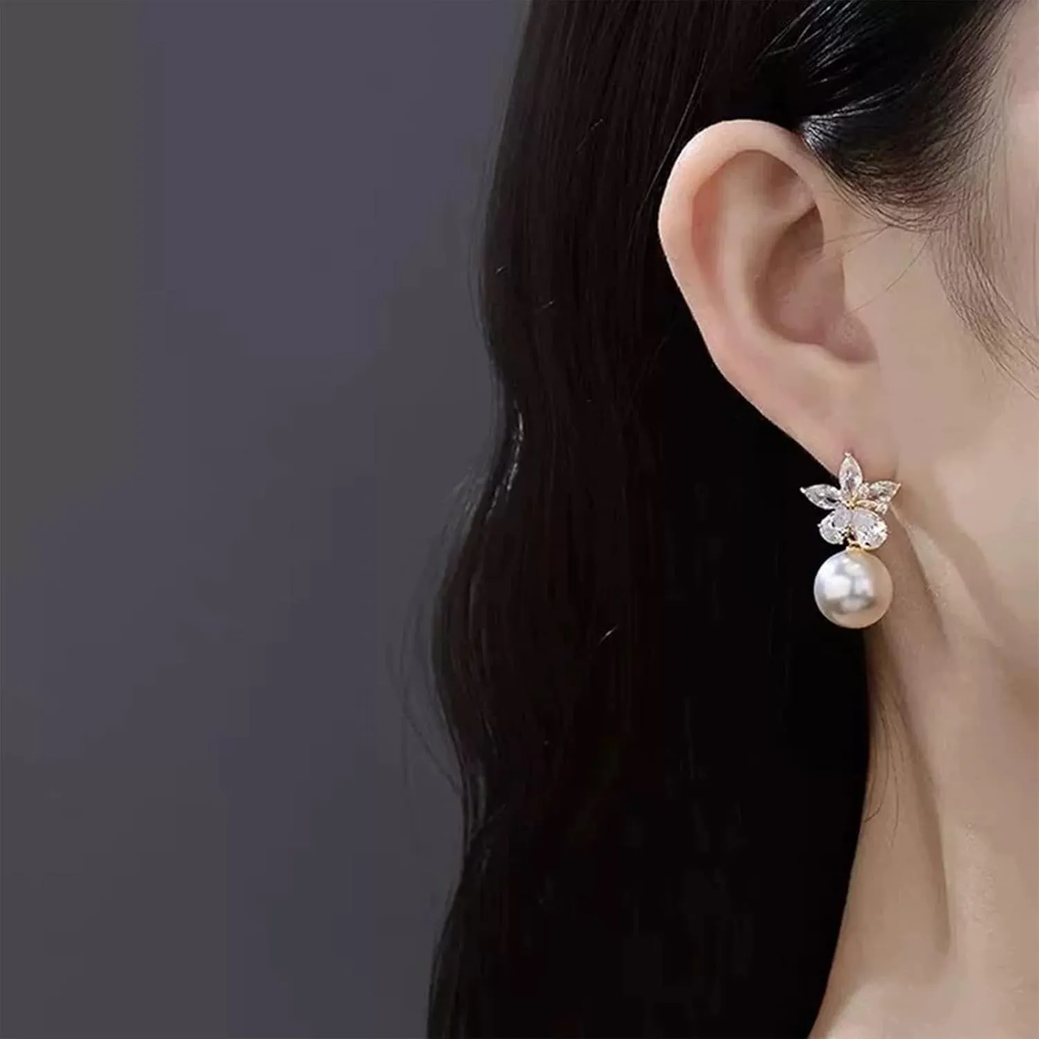 Bride Pearl Drop Earrings for Women 14K Gold Plated Wedding Earrings for Brides
