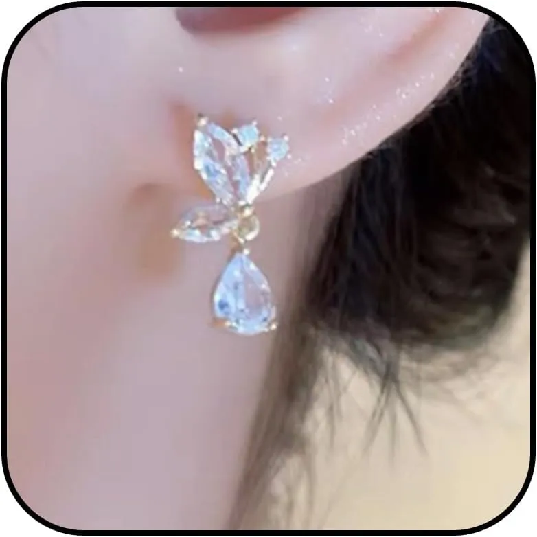 Bride Pearl Drop Earrings for Women 14K Gold Plated Wedding Earrings for Brides