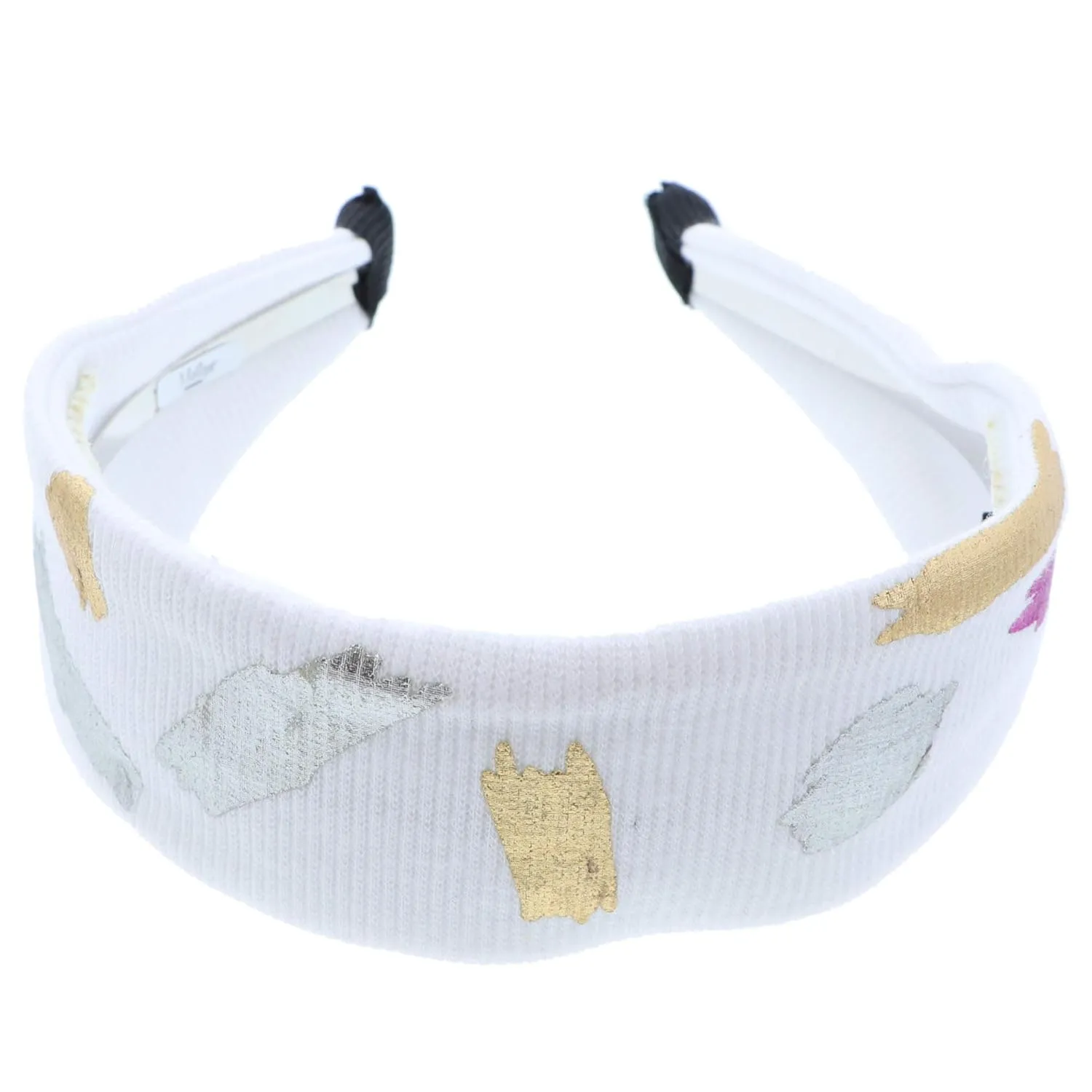 Bright Cheerful Wide Headband With Colorful Metallic Paint Streaks for Women and Girls-White