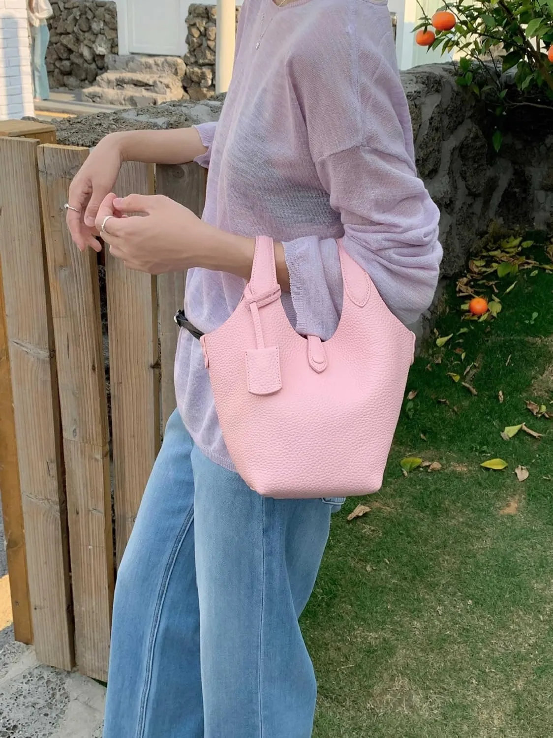 Bucket Bags for Women Designer Handbag Vegan Leather Mini Tote Bag Top Handle Crossbody Purse