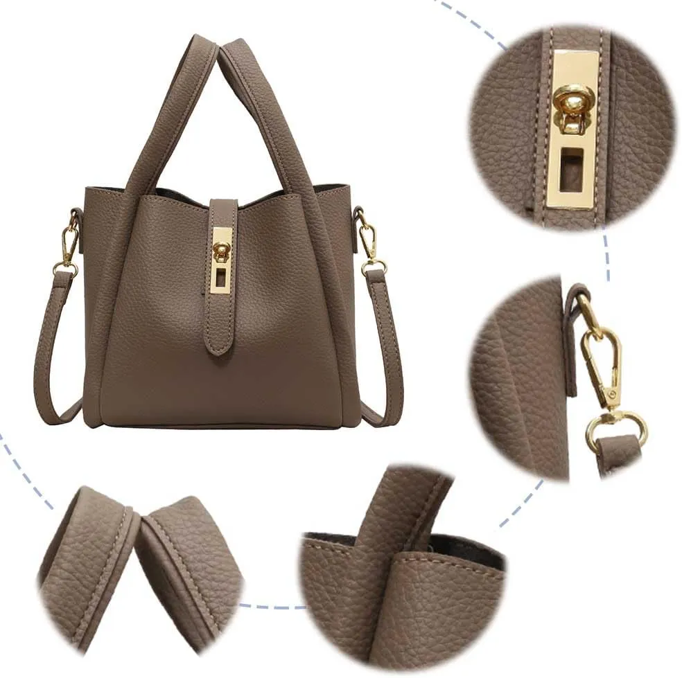 Bucket Bags For Women Top Handle Bag Mini Shoulder Crossbody Bag Small Handbag Vegan Leather Trendy Vintage Tote Purses