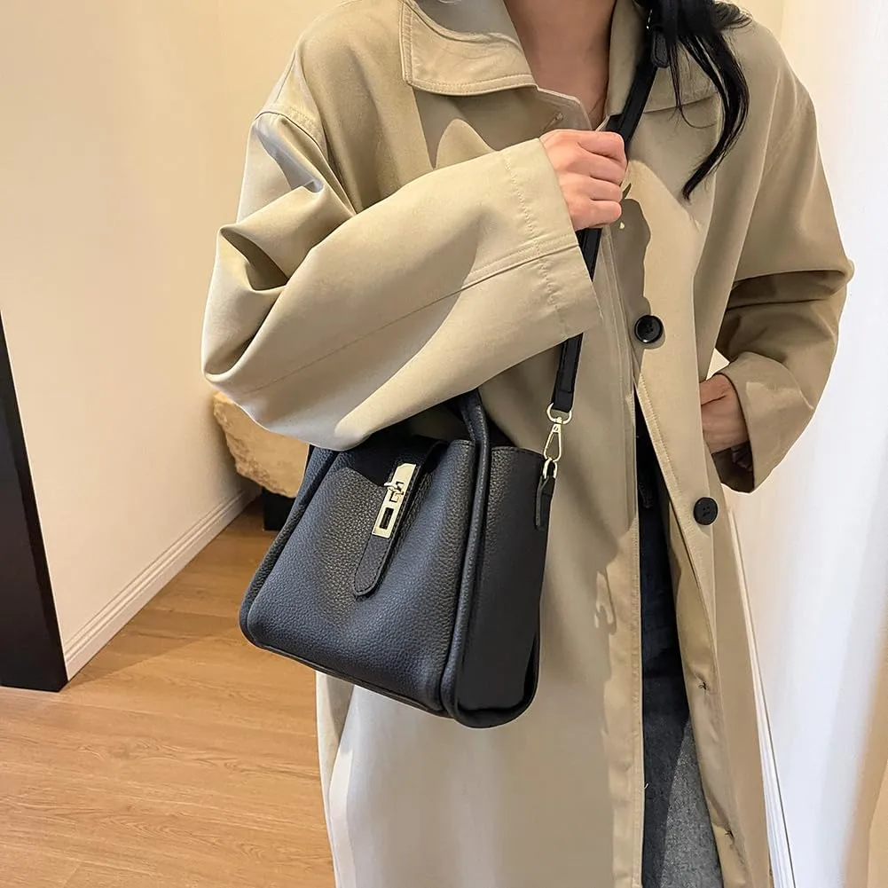Bucket Bags For Women Top Handle Bag Mini Shoulder Crossbody Bag Small Handbag Vegan Leather Trendy Vintage Tote Purses