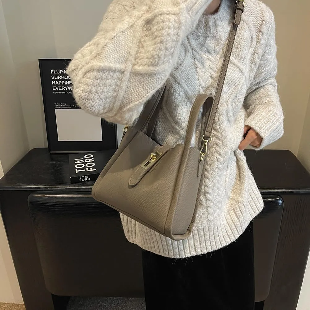 Bucket Bags For Women Top Handle Bag Mini Shoulder Crossbody Bag Small Handbag Vegan Leather Trendy Vintage Tote Purses